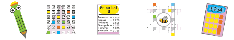Image of math puzzles and attributes