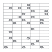 printable 10 by 15 Shikaku logic puzzle for kids