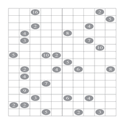printable 10 by 15 Shikaku logic puzzle for kids