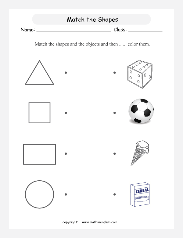 Match The Shapes And The Objects And Then Color Them 
