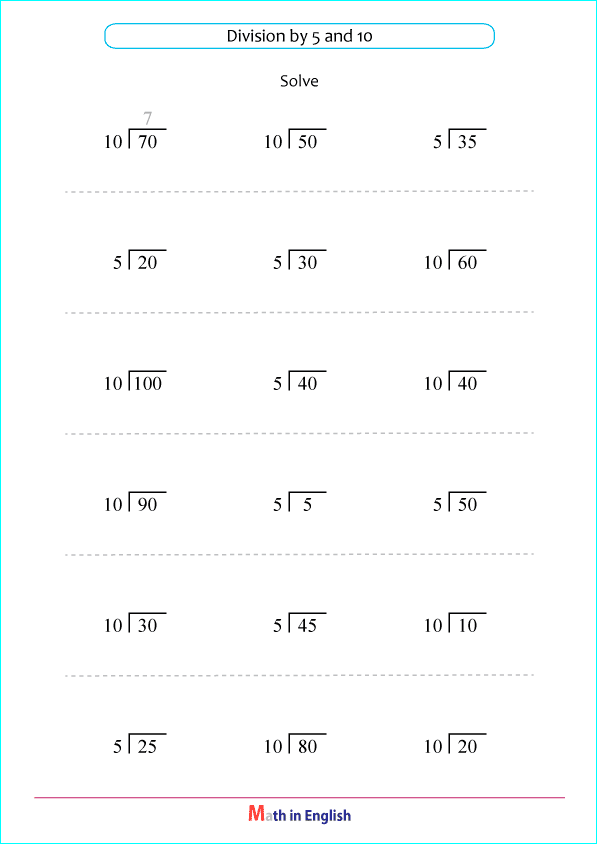 divide by 5 and 10 worksheet