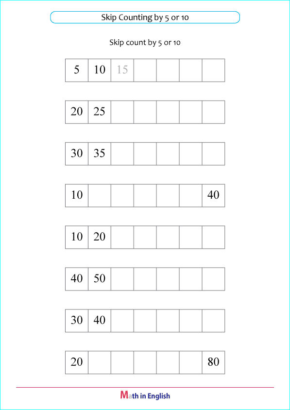 skip count by 5 and 10 multiplication worksheet