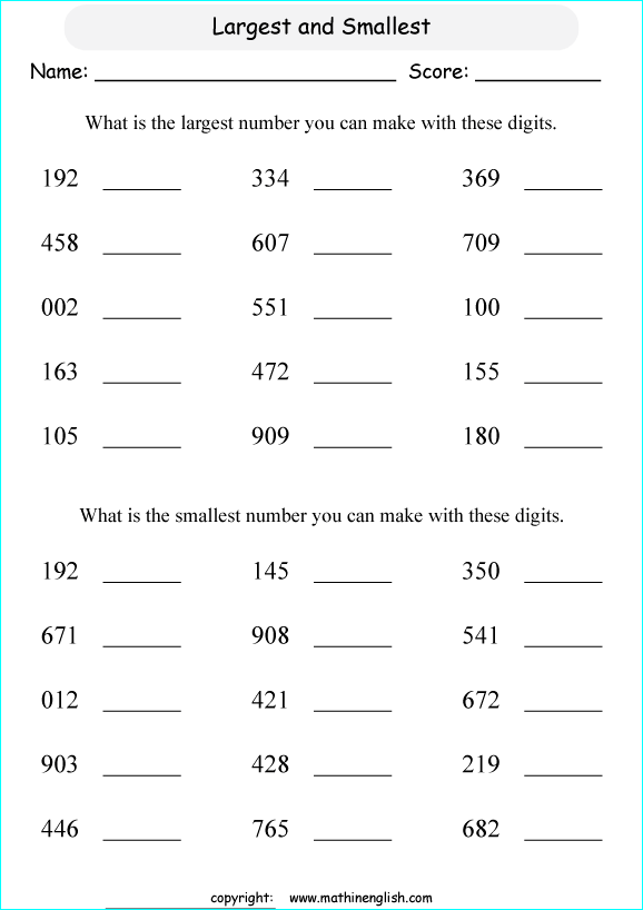 printable math place value of 3 digit number worksheets for kids in primary and elementary math class 