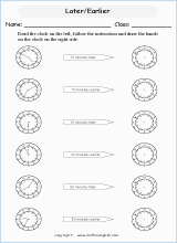 drawing hands on clocks worksheets for primary math
