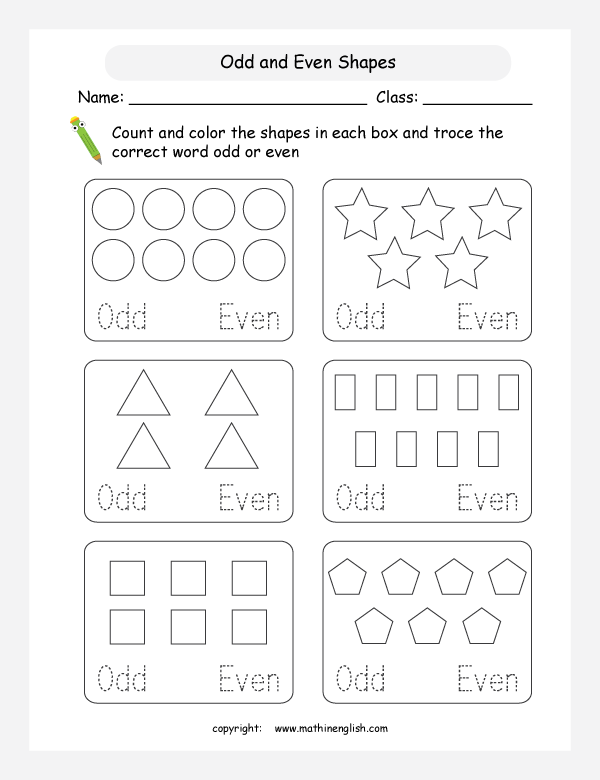 Count a set of shapes and determine whether there's an odd or even