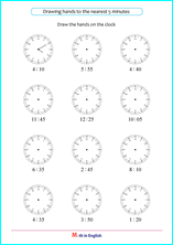 draw hands on clocks to nearest 5 minutes