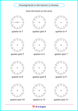 draw minute and hour hands to the nearest quarter