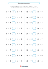 compare division outcomes worksheet