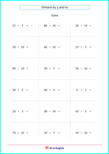 division by 5 and 10 worksheet