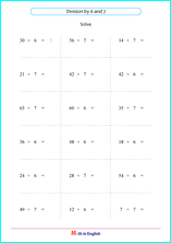division by 6 and 7 worksheet