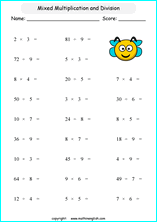 printable math mixed multiplication and division worksheets for kids in primary and elementary math class 