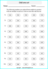 printable math comparing and ordering up to 1,000 worksheets for kids in primary and elementary math class 