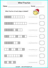 Fraction worksheets for primary math grades 2 to 6 that can be used in