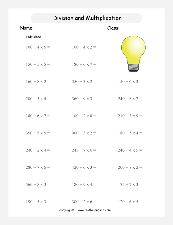 Dividing Numbers Worksheet