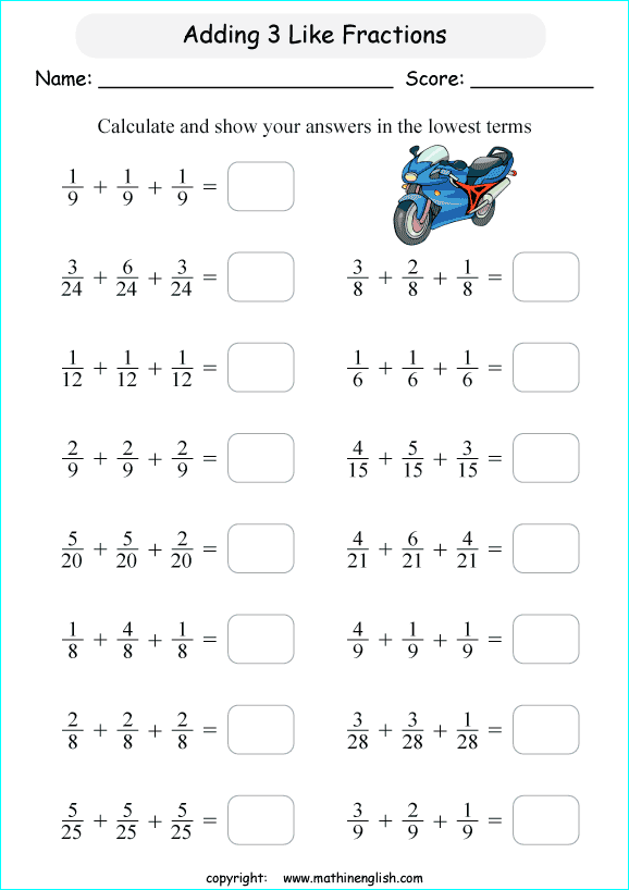 add-3-like-fractions-and-answer-in-the-lowest-possible-terms-grade-3-math-fraction-worksheet