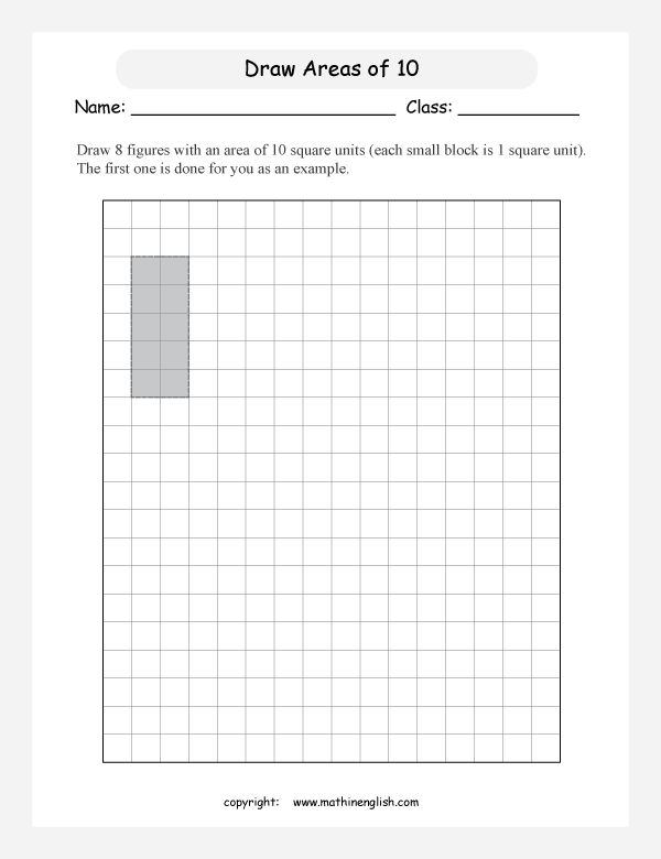 Draw Shapes Of 10 Square Units In A Large Grid Good Grade 3 Math Activity About Area Of Shapes 