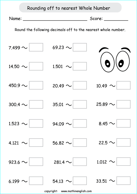 Math Whole Numbers Worksheets