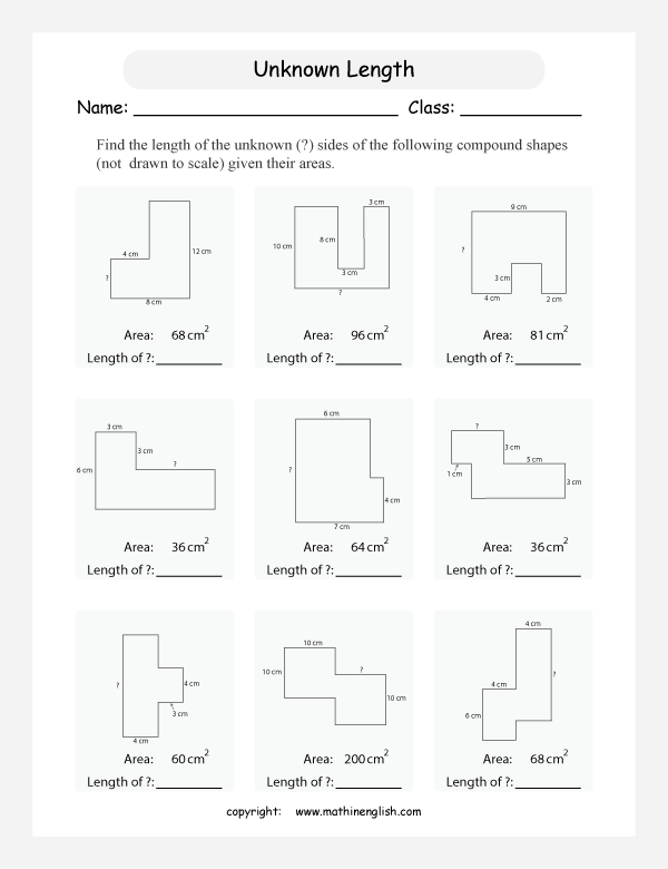 Find The Length Of The Unknown Sides Of These Compound Rectangular 