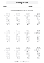 Printable long division worksheets and exercises for grade 4 and 5 math