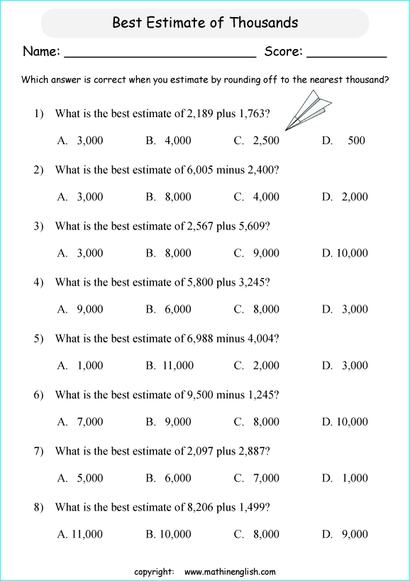 printable math addition estimation worksheets