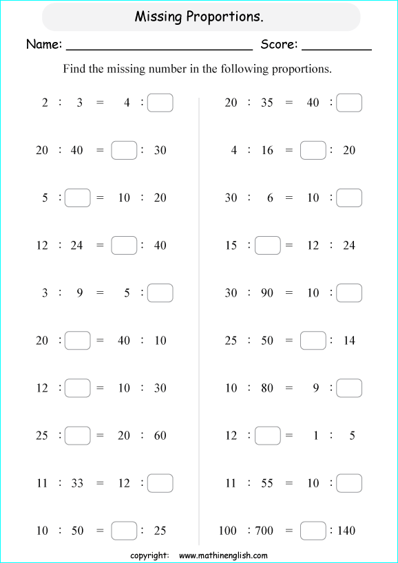 Calculate and find the missing basic numbers in these proportions