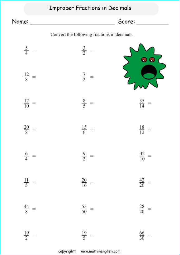 convert-improper-fractions-into-decimal-numbers-math-worksheet-for-grade-5-math-students-this