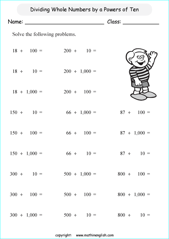 Division Of Whole Numbers Worksheet
