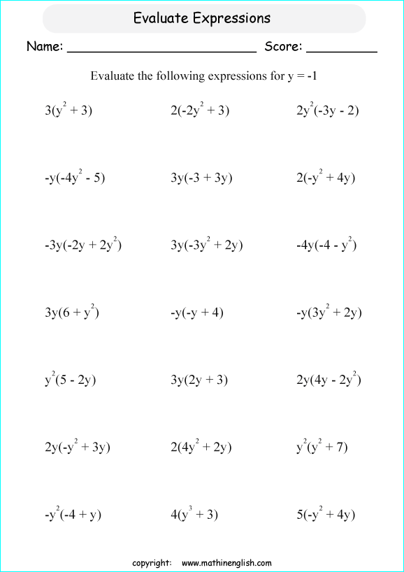 Evaluate These Expressions By Using The Given Variable And Use The 