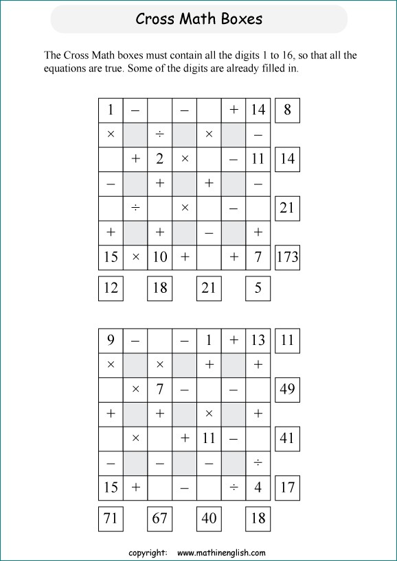 Printable Math Logic And Number Puzzle For Kids To Boost Math Skills 