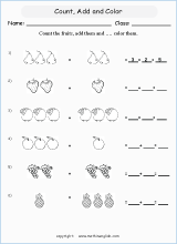 count numbers and calculate printable grade 1 math worksheet