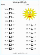 basic operations printable grade 1 math worksheet