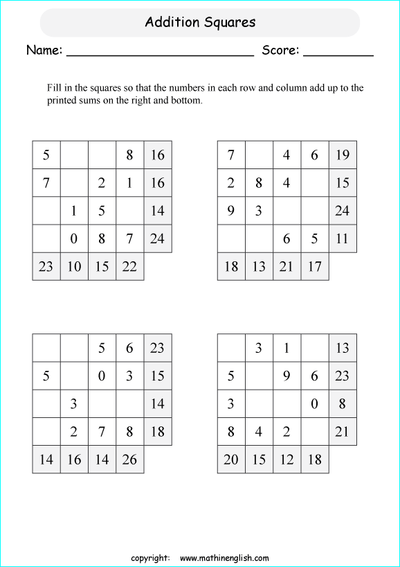 rounding grade 4 worksheets for math square Addition addition, by addition 4 Digit 4 1 puzzles: