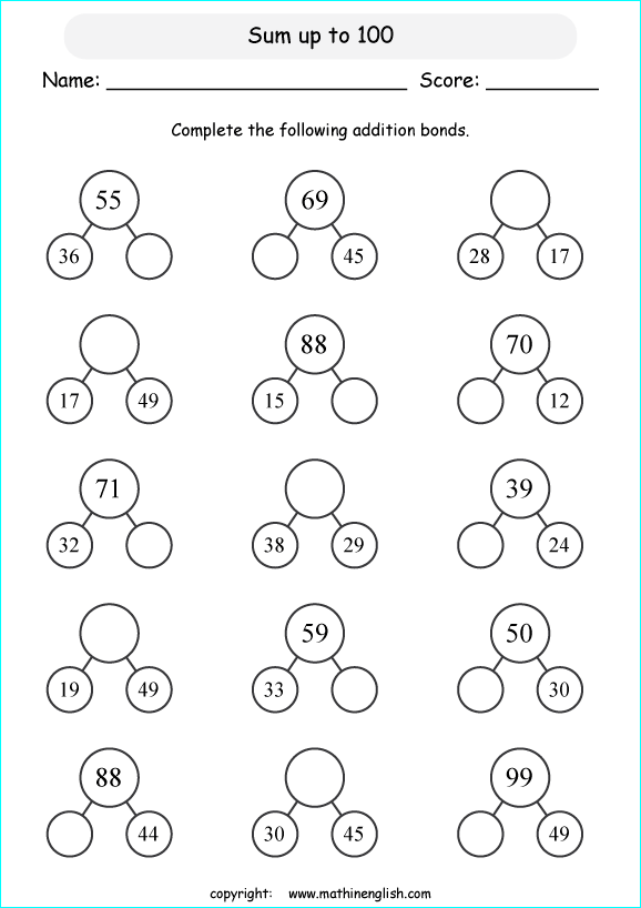 Number Bonds And Related Subtraction Facts Within 20 Worksheet