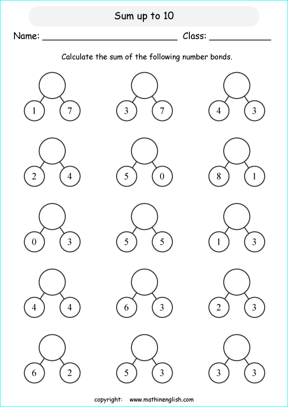 Number Bonds Worksheet Printable Kindergarten Math Wo - vrogue.co