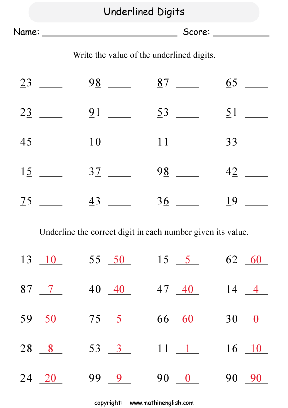 Printable Primary Math Worksheet For Math Grades 1 To 6 Based On The Singapore Math Curriculum 