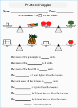 math worksheets capacity 4 grade primary worksheets students for math Mass and measurement