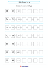 Grade 1 skip count numbers by 3 or 4 math school worksheets for primary ...