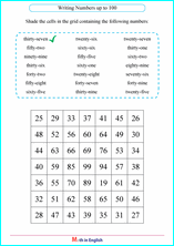 grade 1 writing number words up to 100 math school worksheets for
