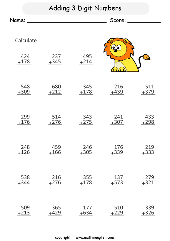 Printable Primary Math Worksheet For Math Grades 1 To 6 Based On The Singapore Math Curriculum 
