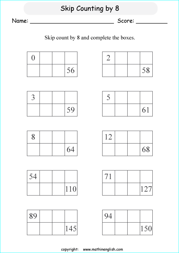 printable math skipcountimg 1 digit numbers worksheets for kids in primary and elementary math class 