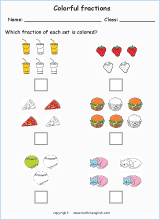 Color parts of a circle to match the given fraction. Basic fraction ...