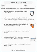 Printable Volume And Capacity Mathematics Worksheets For Primary Students