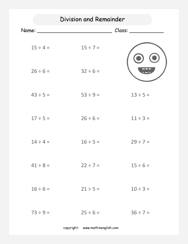 Divide numbers up to 100 by 1 digit and find the quotient and the ...