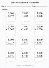adding 4 digit numbers printable grade 3 math worksheet