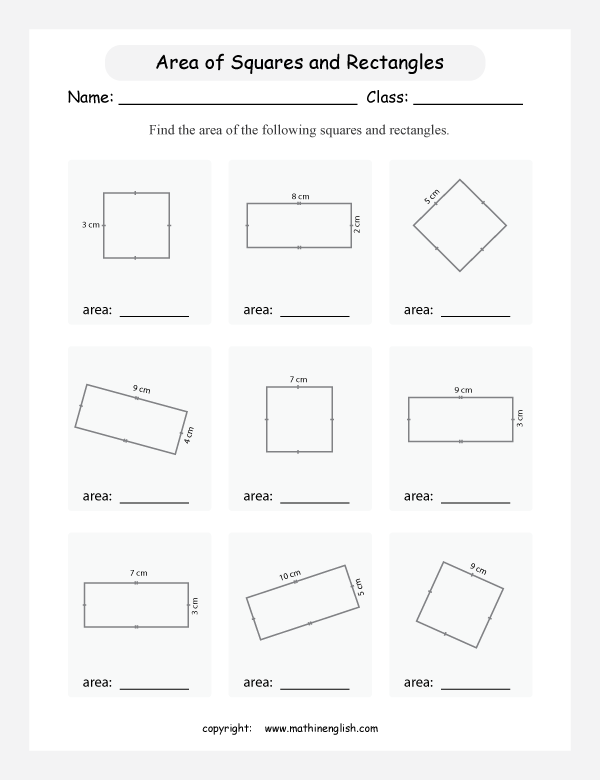 www.math4children.com perimeter and area worksheets