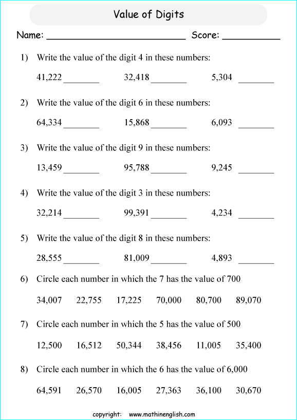 Printable Primary Math Worksheet For Math Grades 1 To 6 Based On The 