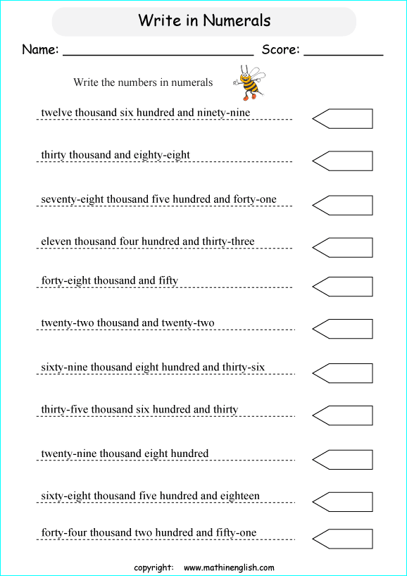 Number Words Worksheets For Grade 1