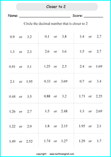 Printable decimals worksheets for primary students.