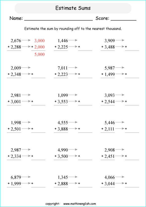 Printable Primary Math Worksheet For Math Grades 1 To 6 Based On The Singapore Math Curriculum 