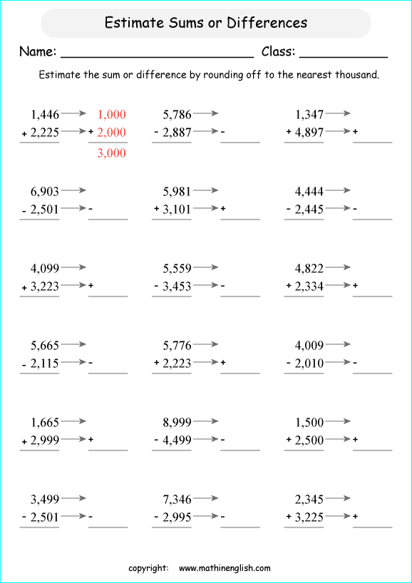 singapore worksheets 4 for math grade Estimates outcome mixed addition the of and subtraction